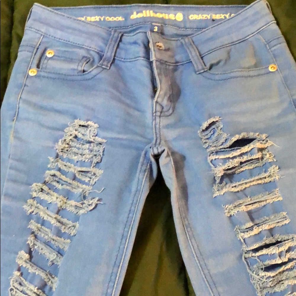 Blue ripped jeans